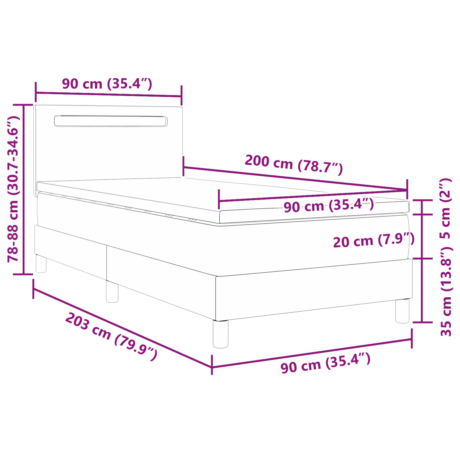 Krevet s opruga kutije s madracem Siva 90 x 200 cm Umjetna koža
