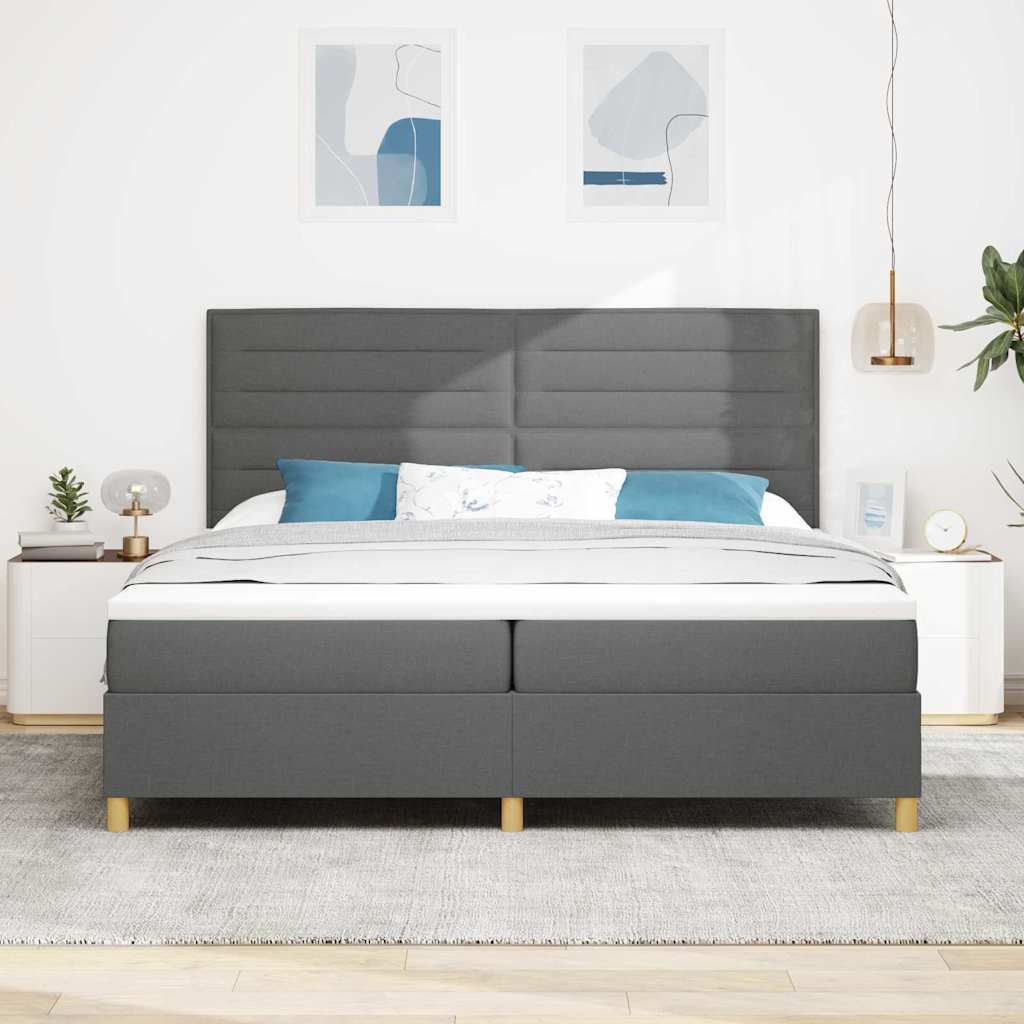 Krevet s opruga kutije Tamno siva 200 x 200 cm tkanina