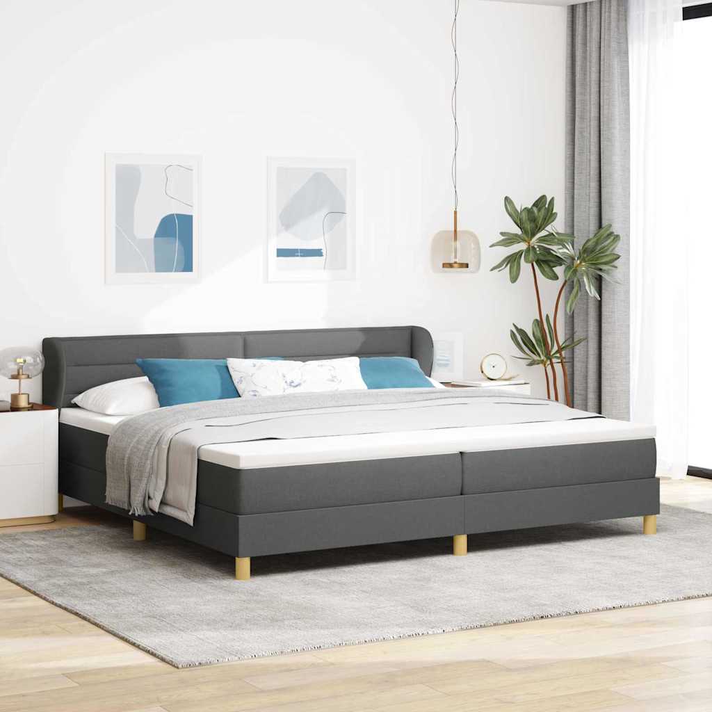 Krevet s opruga kutije Tamno siva 200 x 200 cm tkanina