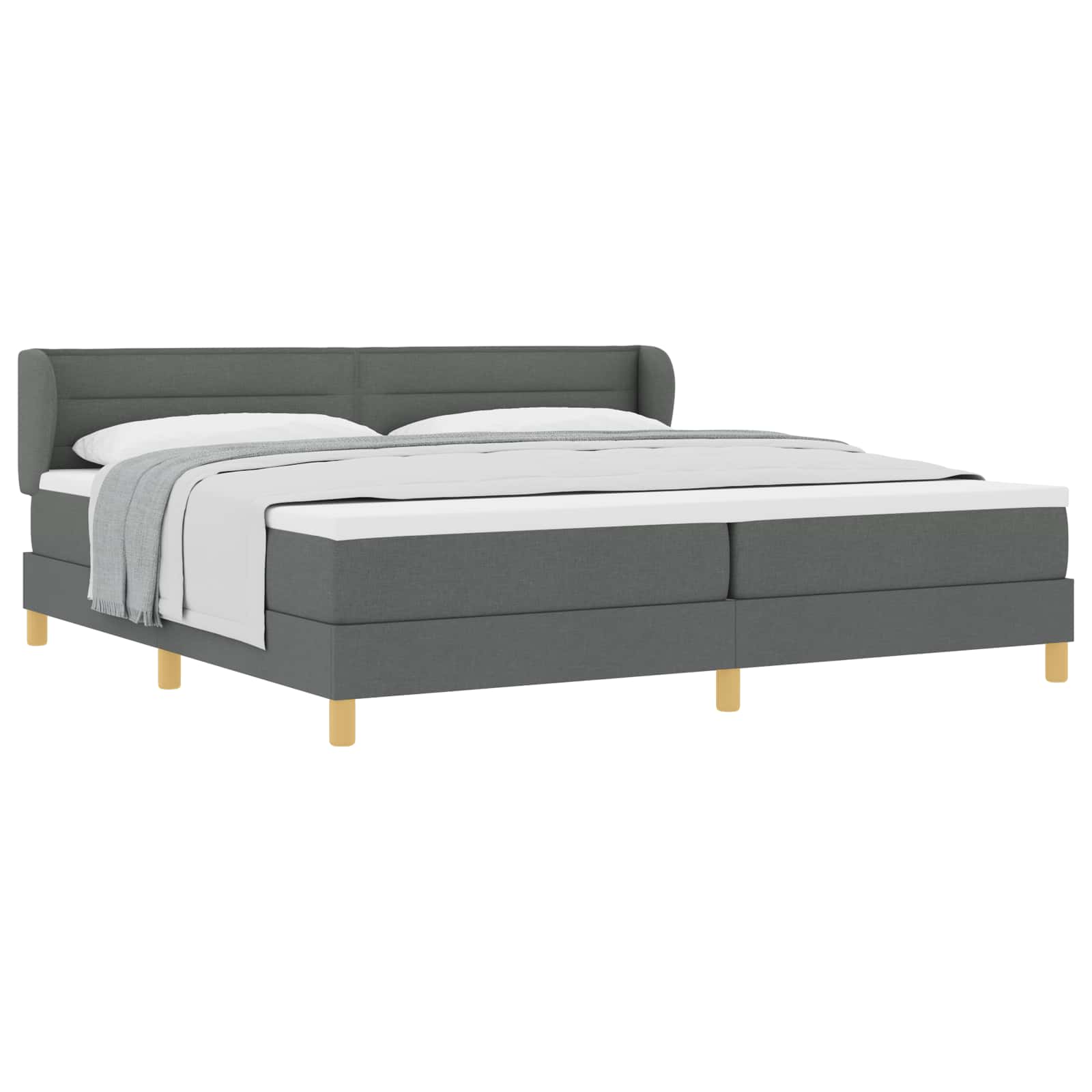 Krevet s opruga kutije Tamno siva 200 x 200 cm tkanina