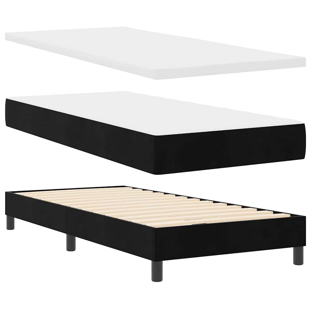 Krevet s opruga kutije s uzglavljem Crna 90 x 190 cm Baršun
