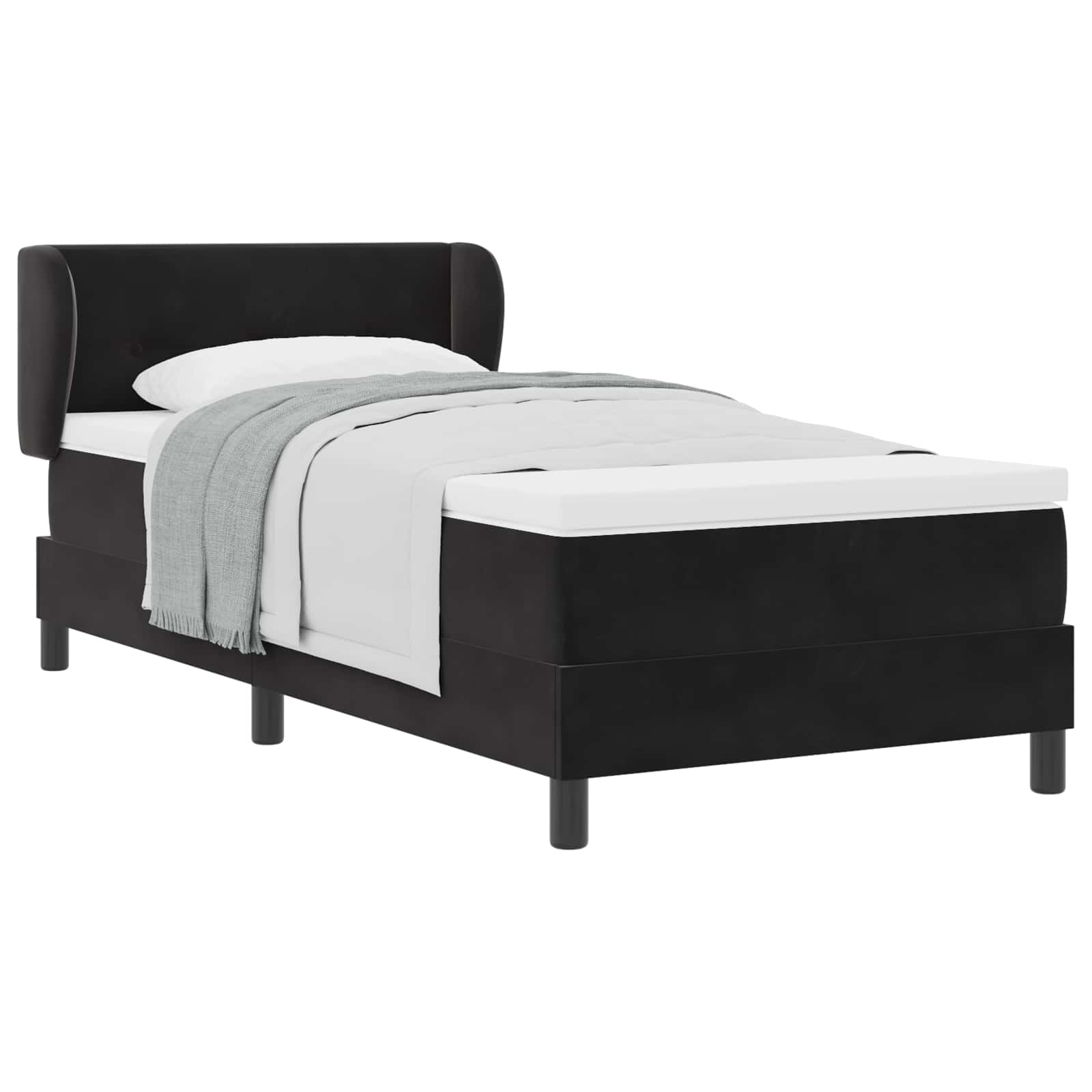 Krevet s opruga kutije s uzglavljem Crna 90 x 190 cm Baršun