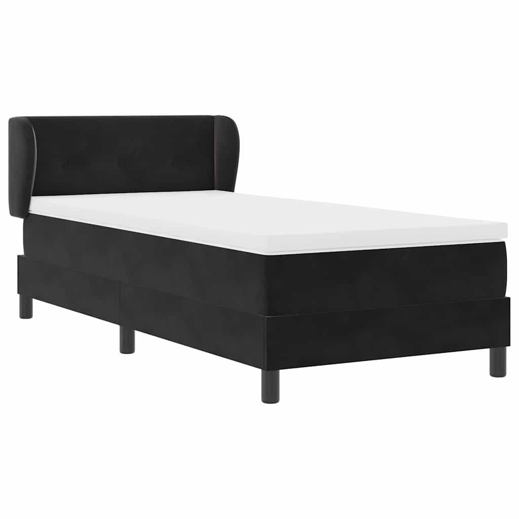 Krevet s opruga kutije s uzglavljem Crna 90 x 190 cm Baršun