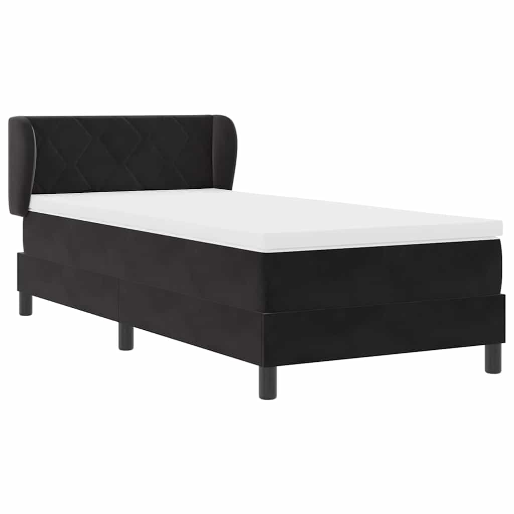 Krevet s opruga kutije s uzglavljem Crna 90 x 190 cm Baršun