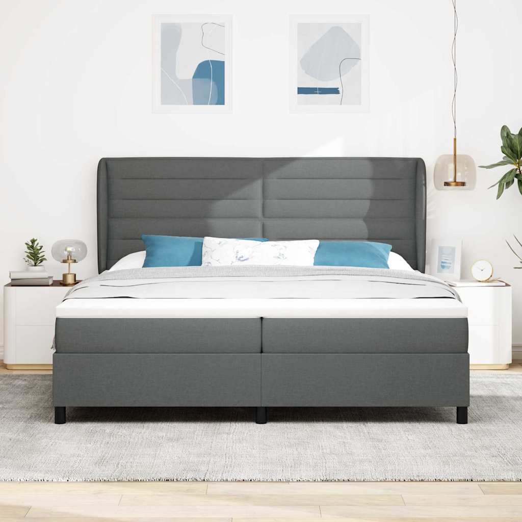 Krevet s opruga kutije Tamno siva 200 x 200 cm tkanina