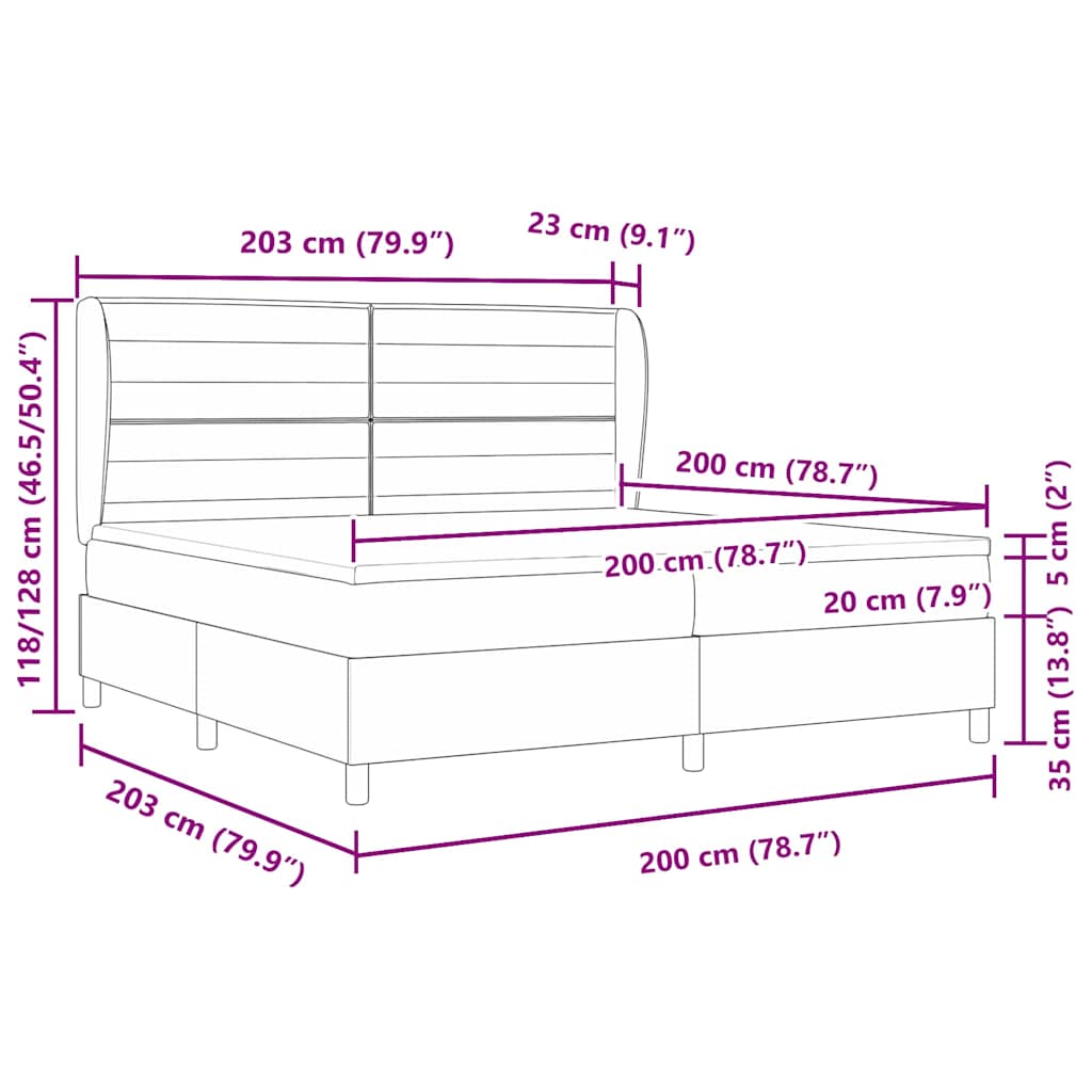 Krevet s opruga kutije Tamno siva 200 x 200 cm tkanina