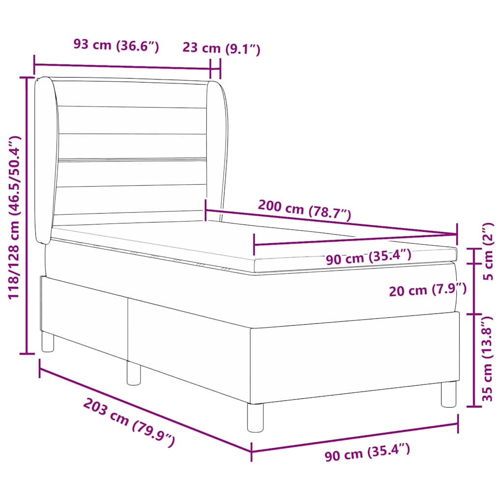 Krevet s opruga kutije Sivo-smeđa 200 x 90 cm tkanina