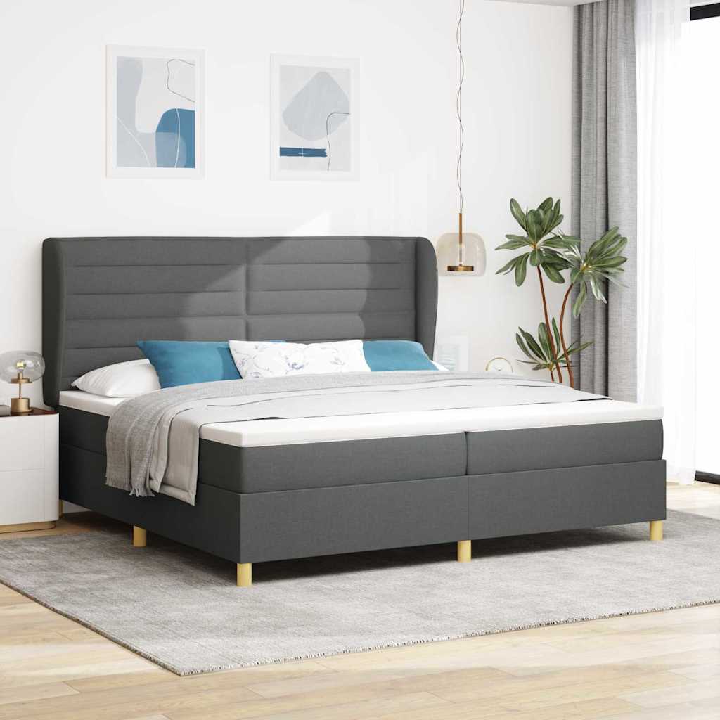Krevet s opruga kutije Tamno siva 200 x 200 cm tkanina
