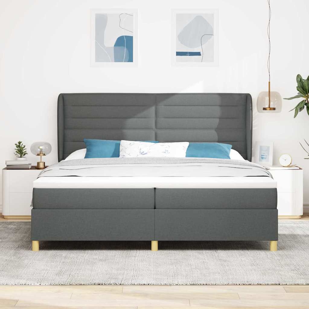 Krevet s opruga kutije Tamno siva 200 x 200 cm tkanina