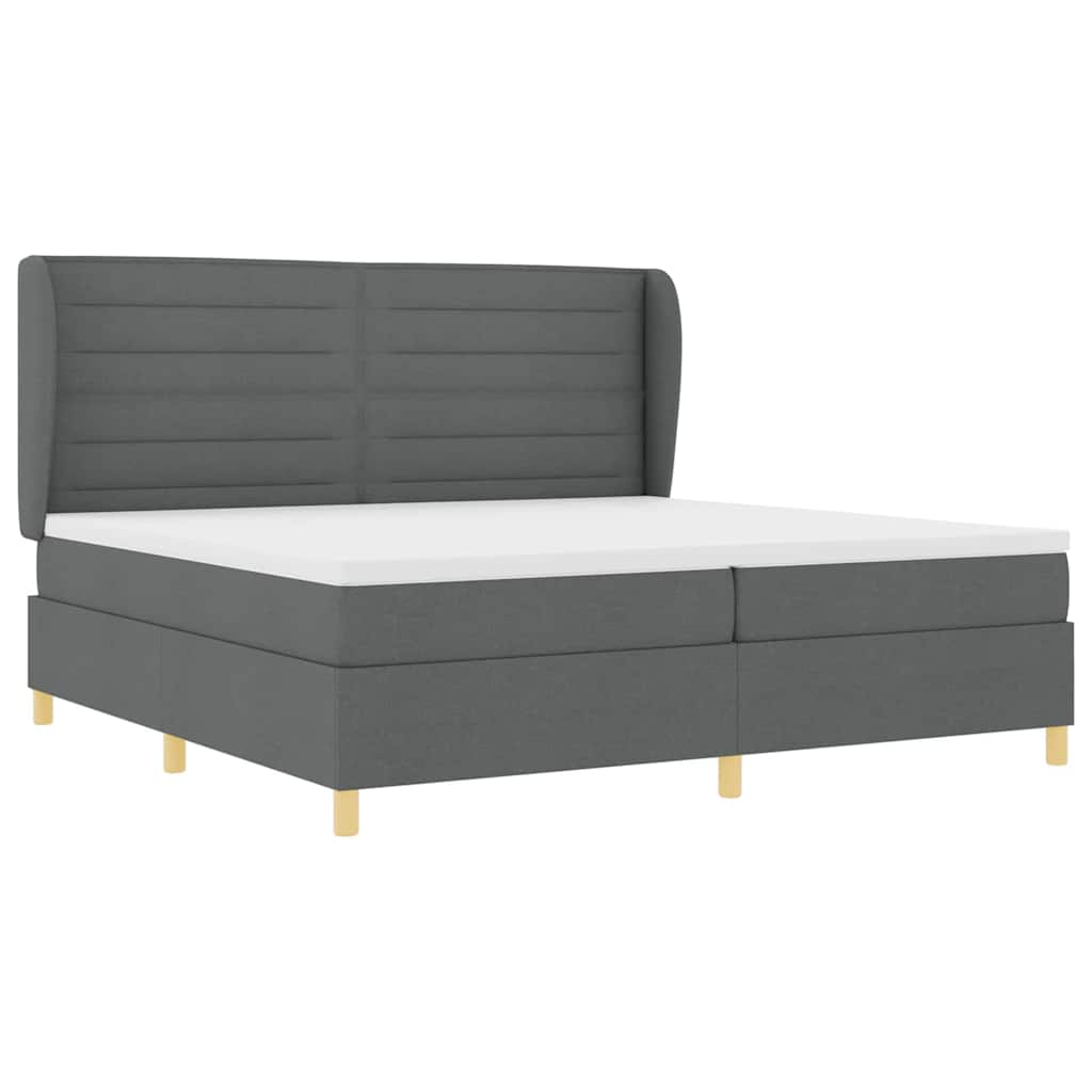 Krevet s opruga kutije Tamno siva 200 x 200 cm tkanina