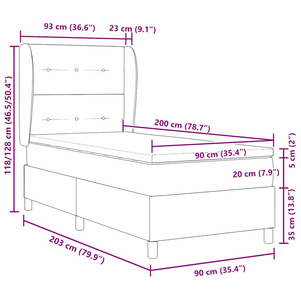 Krevet s opruga kutije Sivo-smeđa 200 x 90 cm tkanina