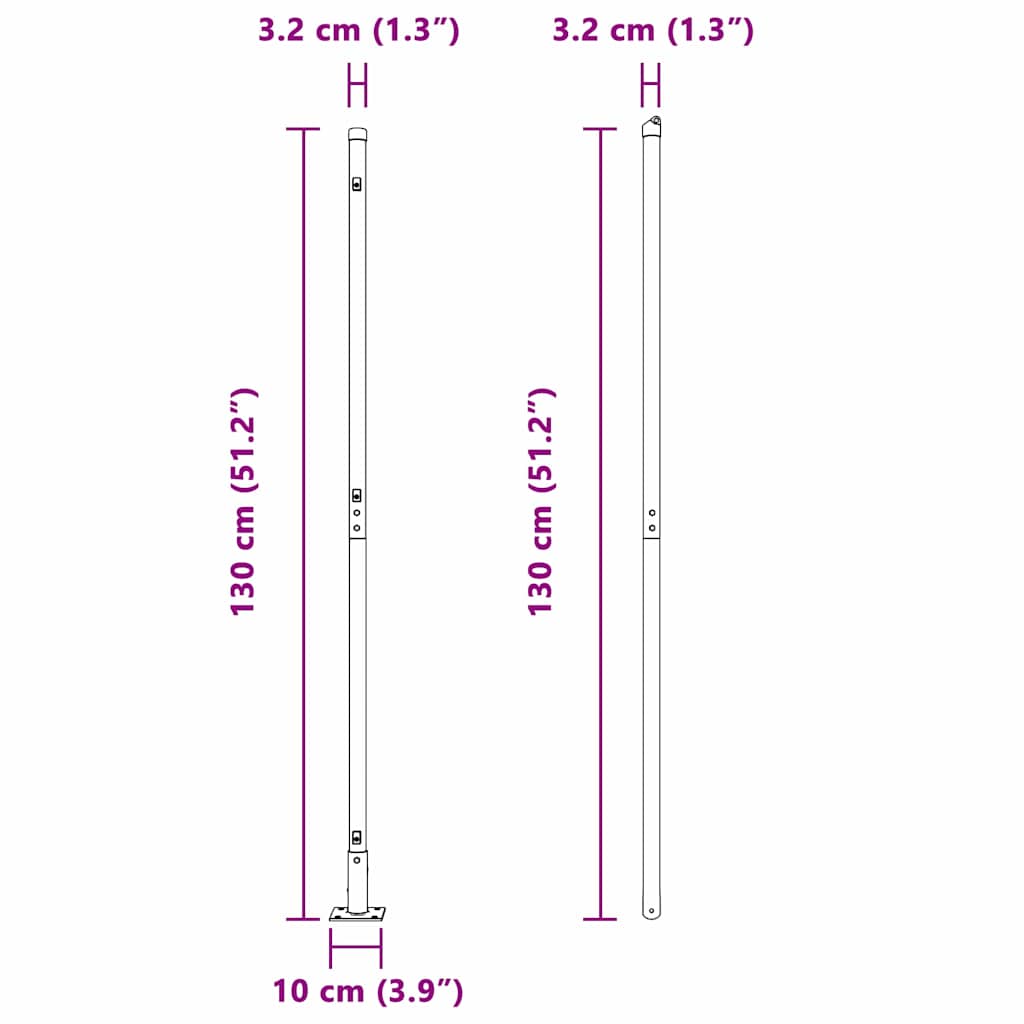 Stup za ogradu 52 pcs Siva 3,2 x 3,2 x 130 cm