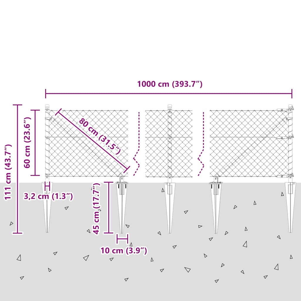 Zavareno žičano ograđivanje s bodljama 10 x 0,6 m Zelena Mreža