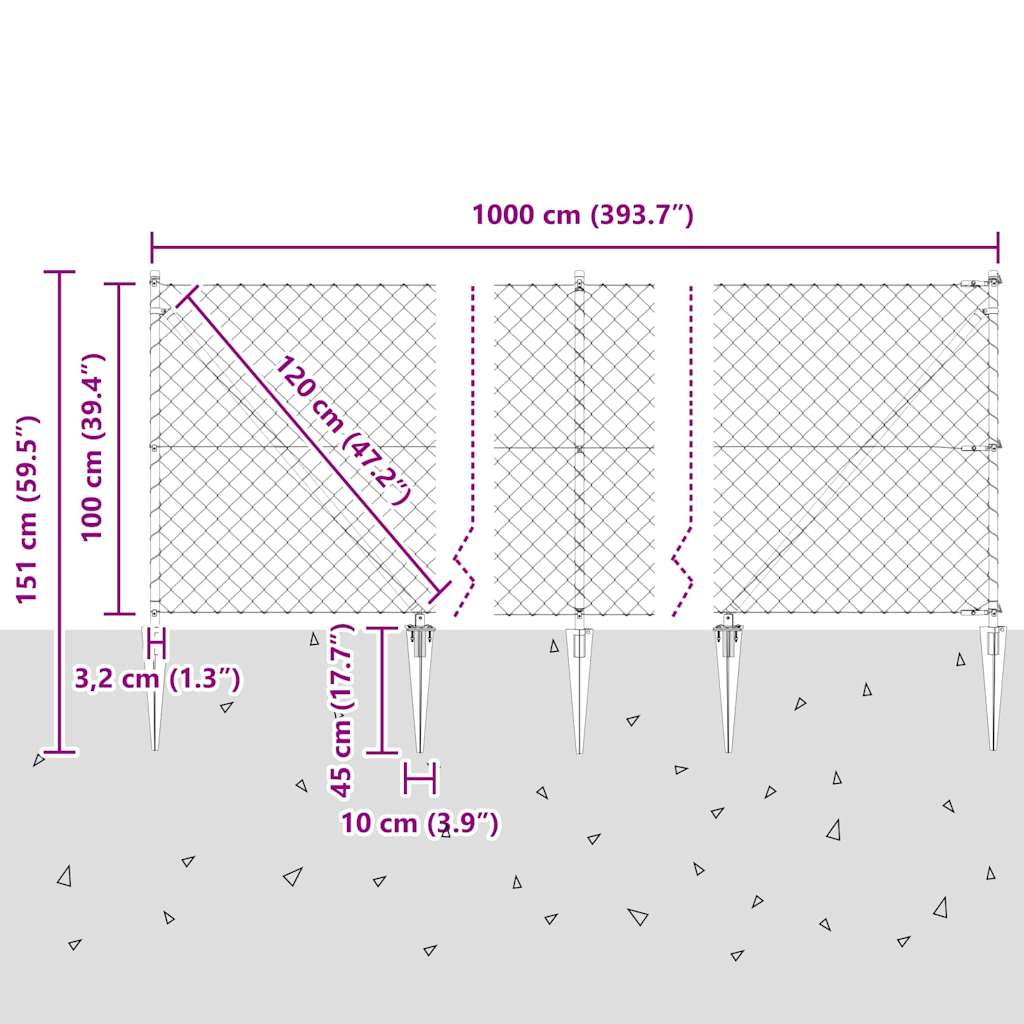 Zavareno žičano ograđivanje s bodljama 10 x 1 m Srebrna Mreža