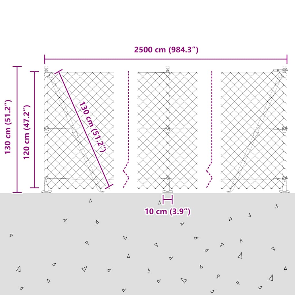Zavareno žičano ogradno mreža s betonskom podlogom 25 x 1,2 m