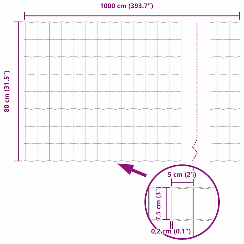 Temeljna zavarena žičana ograda 10 x 0,8 m (Š x V)