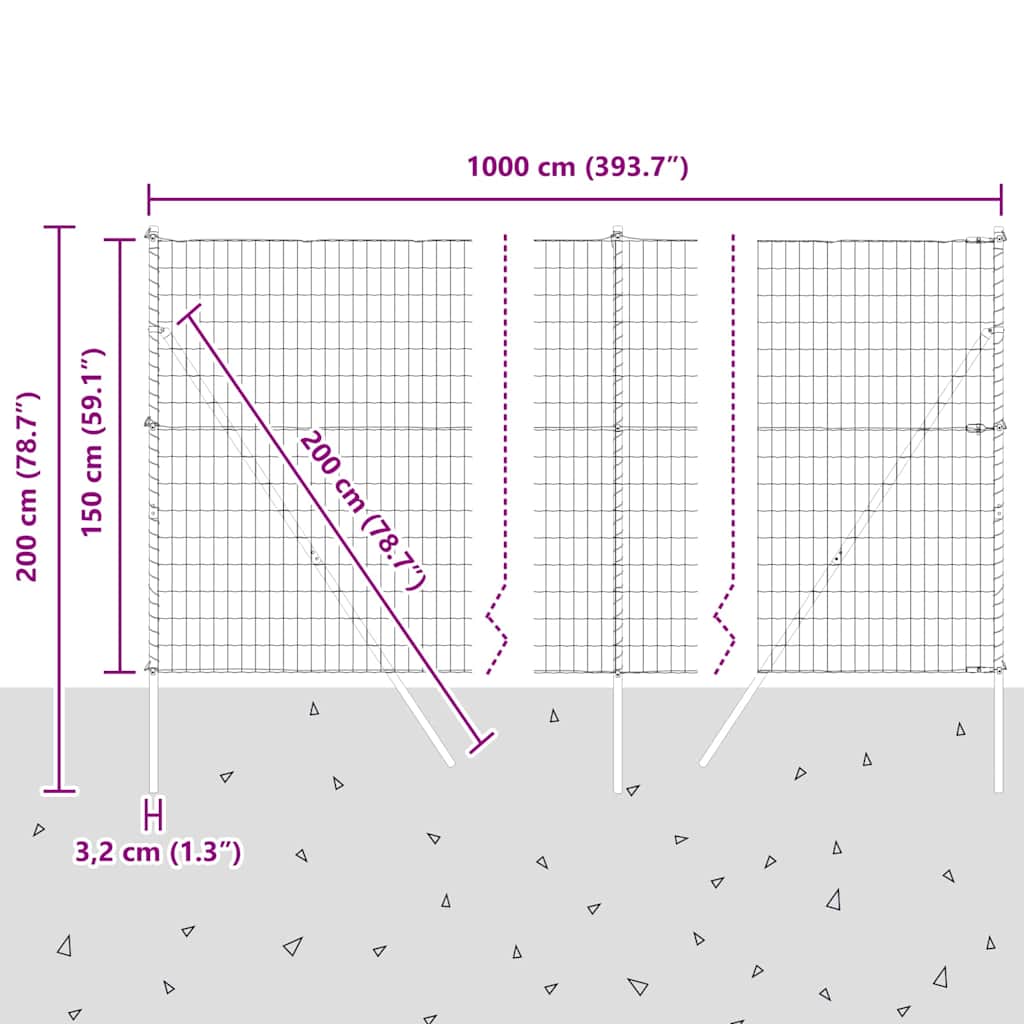 Temeljna zavarena žičana ograda 10 x 1,5 m (Š x V)