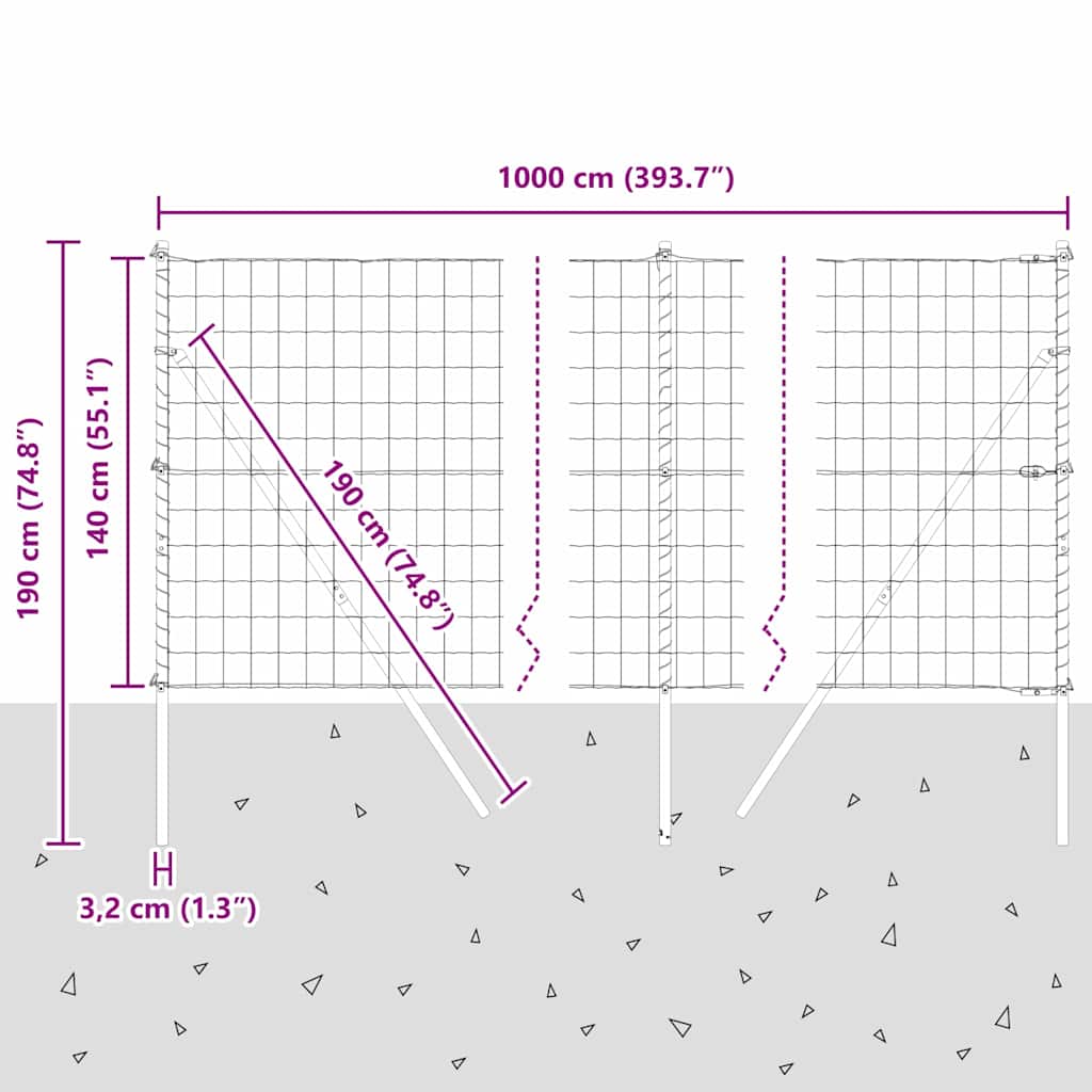Temeljna zavarena žičana ograda 10 x 1,4 m (Š x V)
