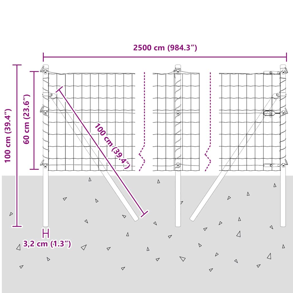 Temeljna zavarena žičana ograda 25 x 0,6 m (Š x V)