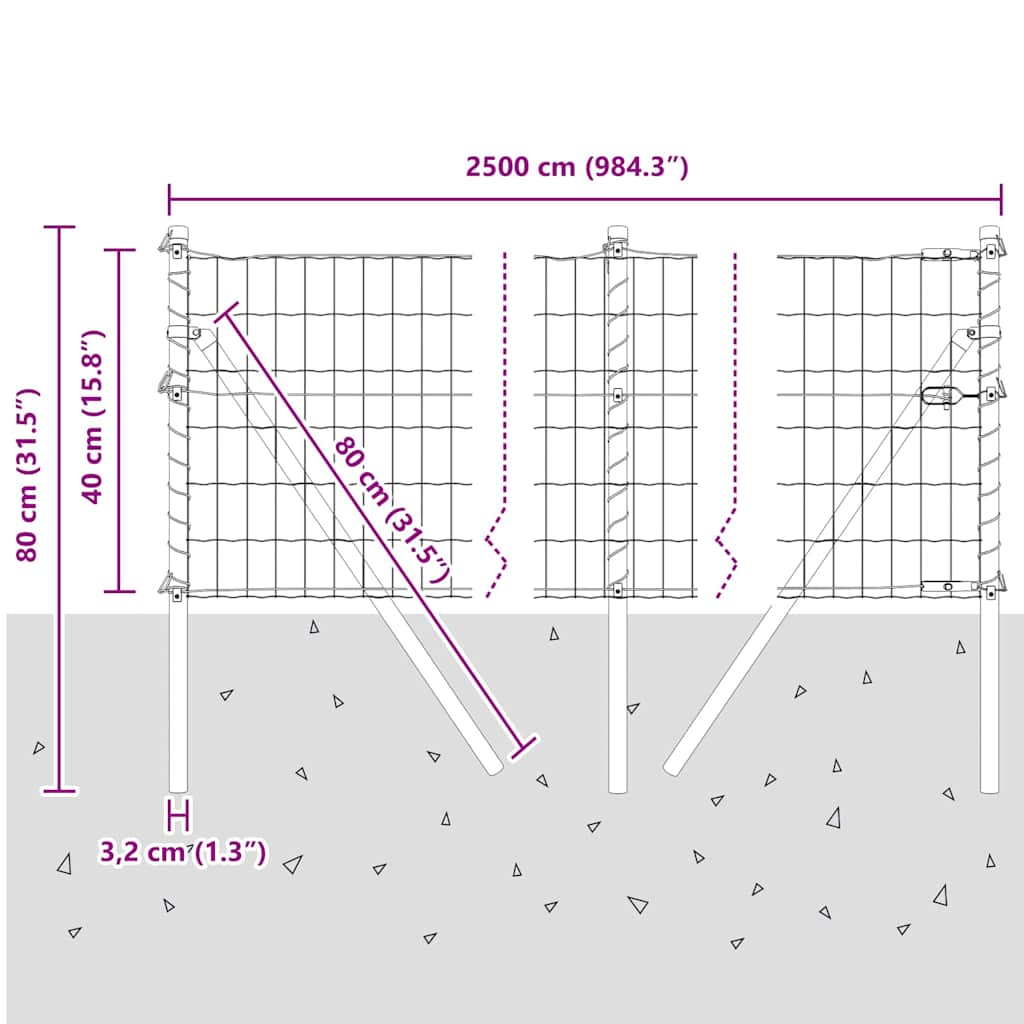 Temeljna zavarena žičana ograda 25 x 0,4 m (Š x V)