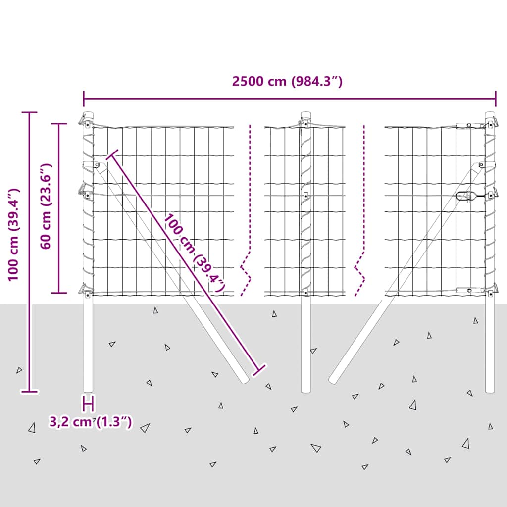 Temeljna zavarena žičana ograda 25 x 0,6 m (Š x V)