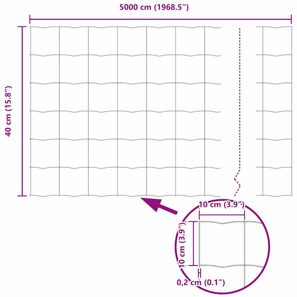 Temeljna zavarena žičana ograda 50 x 0,4 m (Š x V)