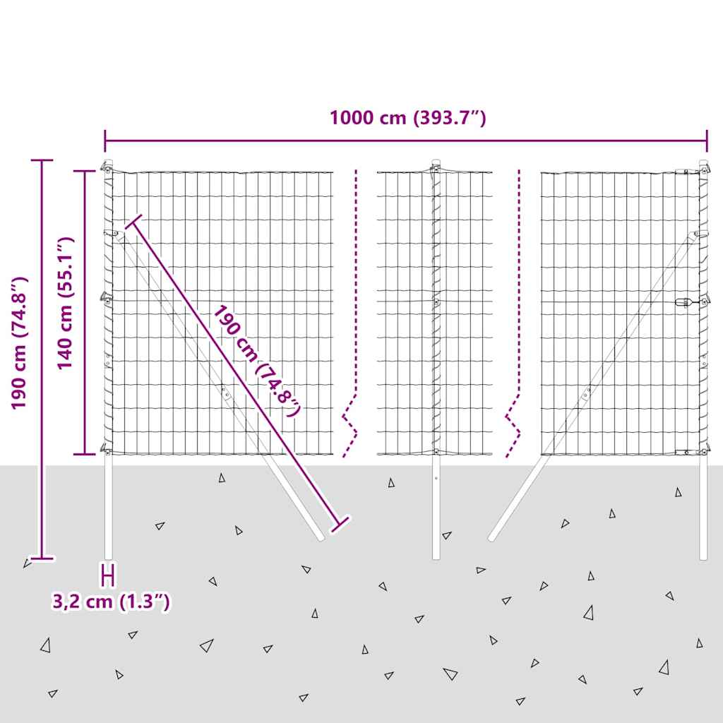 Temeljna zavarena žičana ograda 10 x 1,4 m (Š x V)