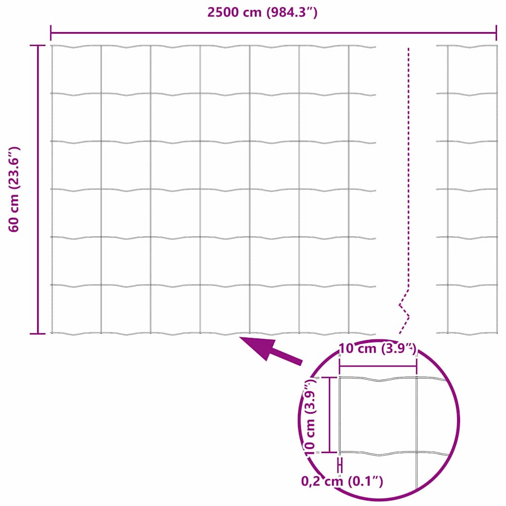 Temeljna zavarena žičana ograda 25 x 0,6 m (Š x V)