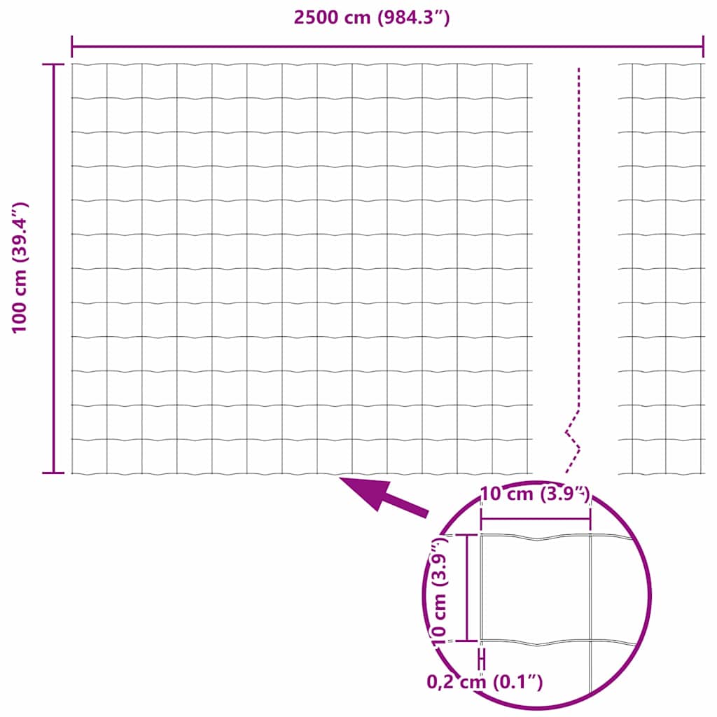 Temeljna zavarena žičana ograda 25 x 1 m (Š x V)