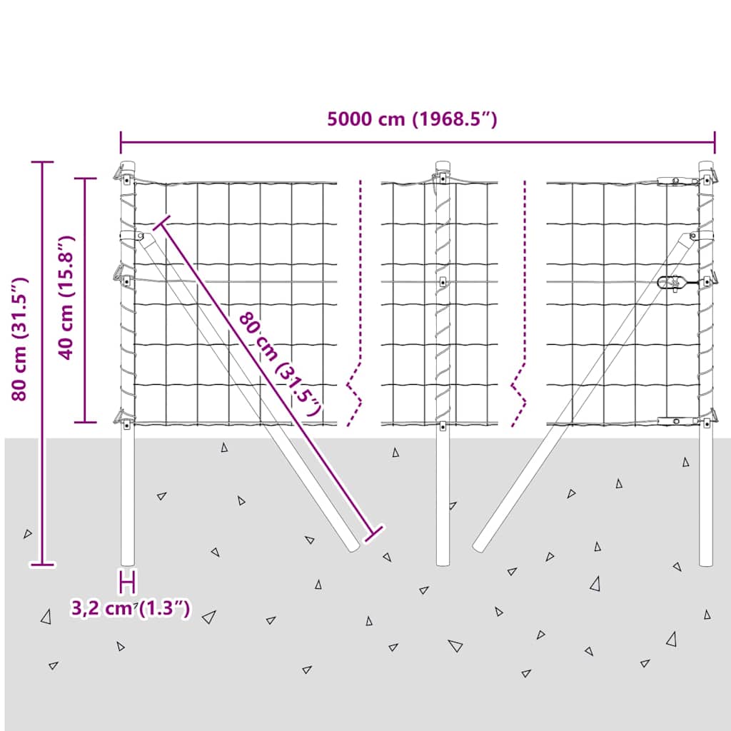 Temeljna zavarena žičana ograda 50 x 0,4 m (Š x V)
