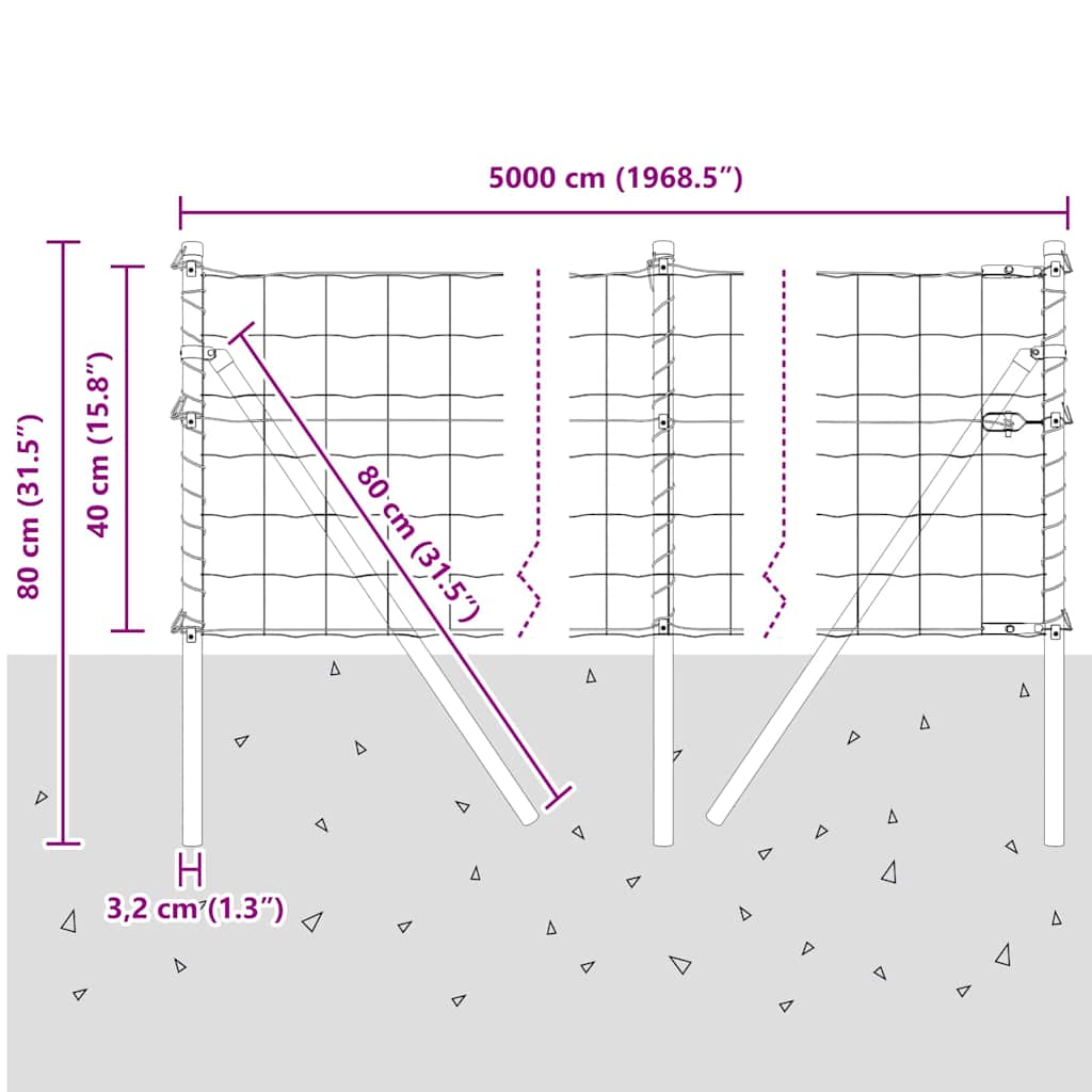 Temeljna zavarena žičana ograda 50 x 0,4 m (Š x V)
