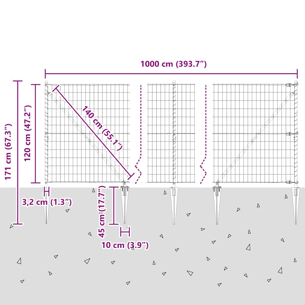 Zavareno žičano ograđivanje s bodljama 10 x 1,2 m (Š x V)