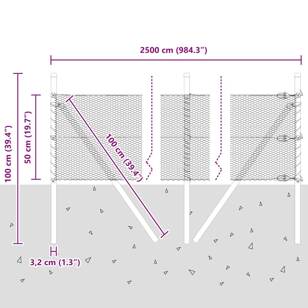 Temeljna zavarena žičana ograda 25 x 0,5 m (Š x V)
