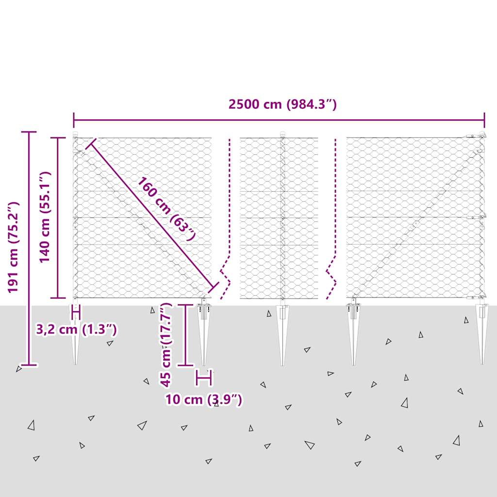 Zavareno žičano ograđivanje s bodljama 25 x 1,4 m (Š x V)