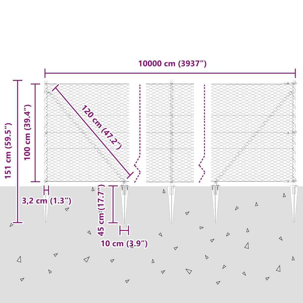 Zavareno žičano ograđivanje s bodljama 100 x 1 m (Š x V)