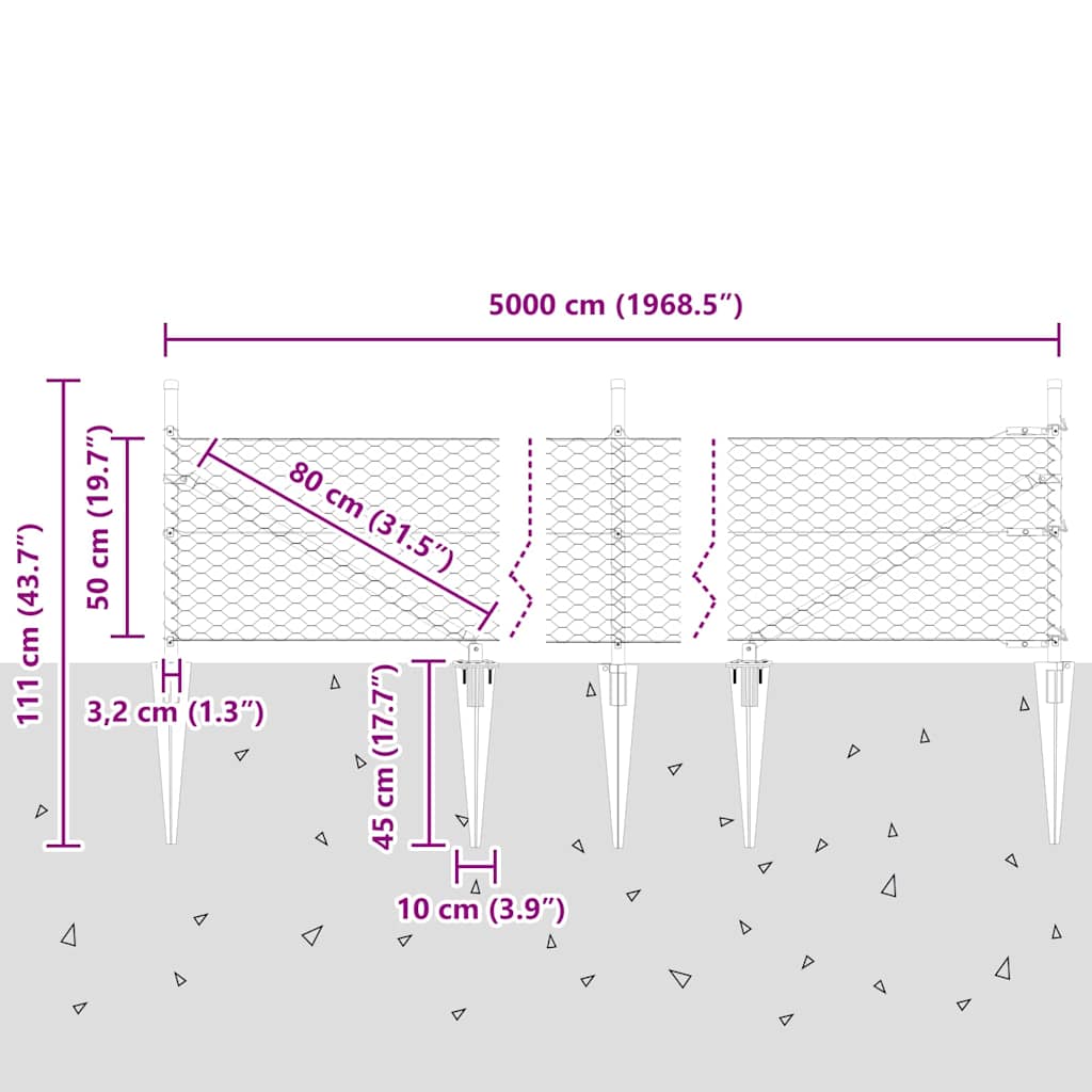 Zavareno žičano ograđivanje s bodljama 50 x 0,5 m (Š x V)