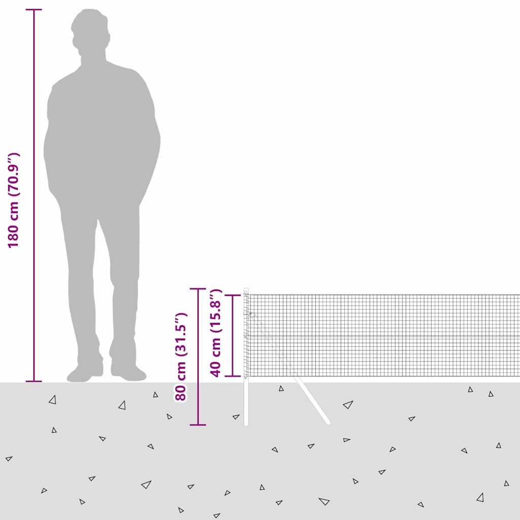 Temeljna zavarena žičana ograda 10 x 0,4 m Srebrna Mreža