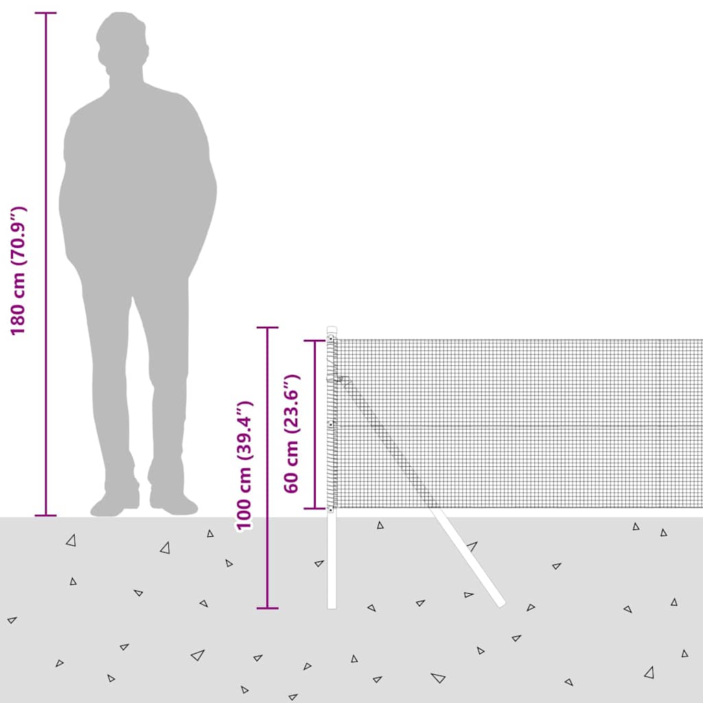 Temeljna zavarena žičana ograda 10 x 0,6 m Srebrna Mreža