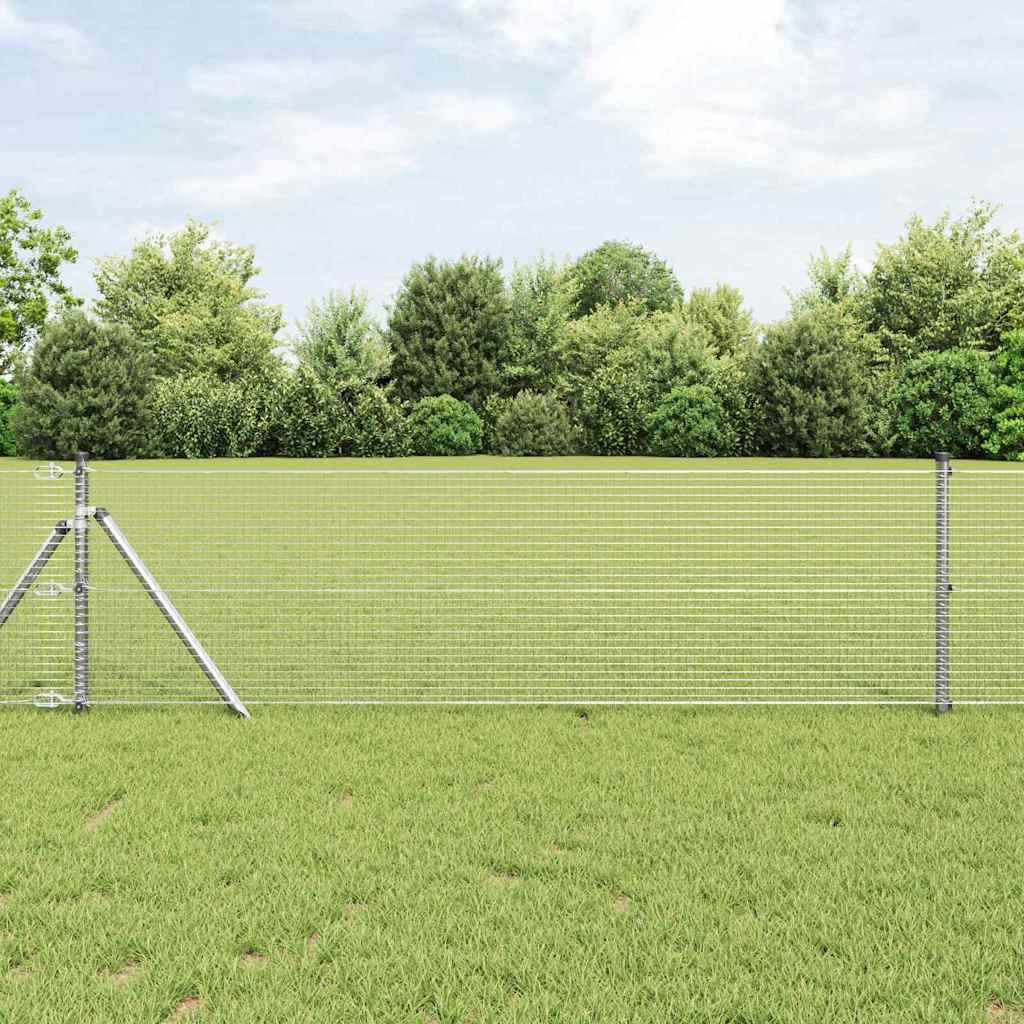 Temeljna zavarena žičana ograda 10 x 0,8 m Srebrna Mreža