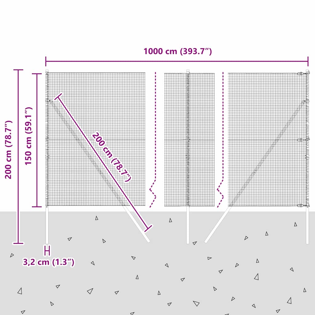 Temeljna zavarena žičana ograda 10 x 1,5 m (Š x V)