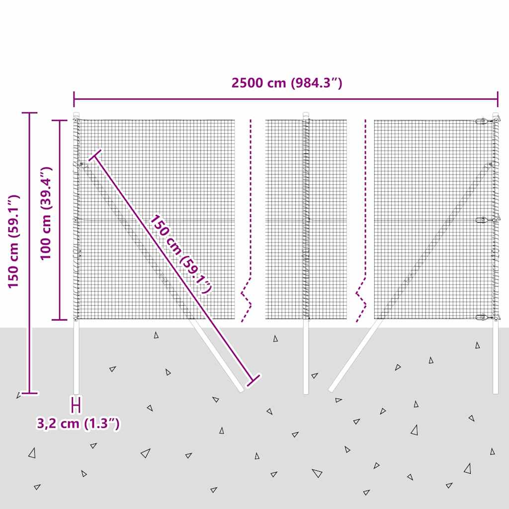 Temeljna zavarena žičana ograda 25 x 1 m Vruće pocinčani čelik