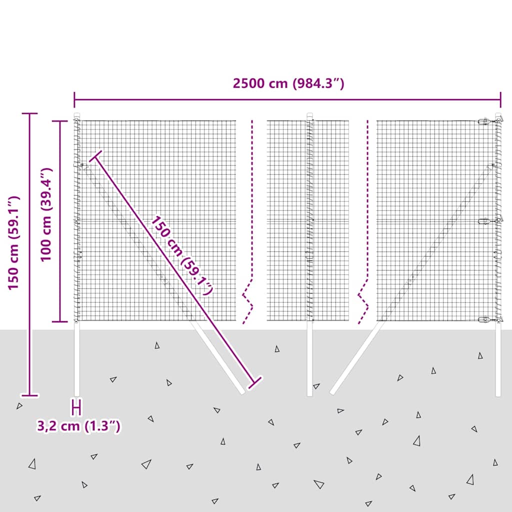 Temeljna zavarena žičana ograda 25 x 1 m (Š x V)