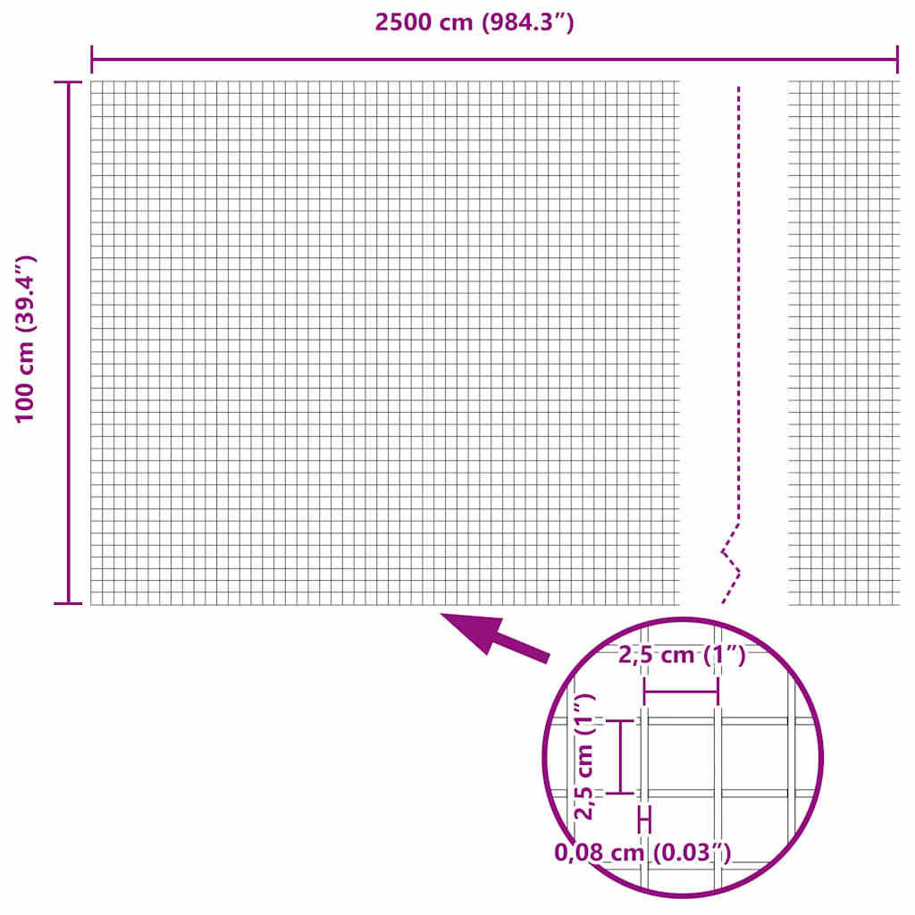Temeljna zavarena žičana ograda 25 x 1 m (Š x V)