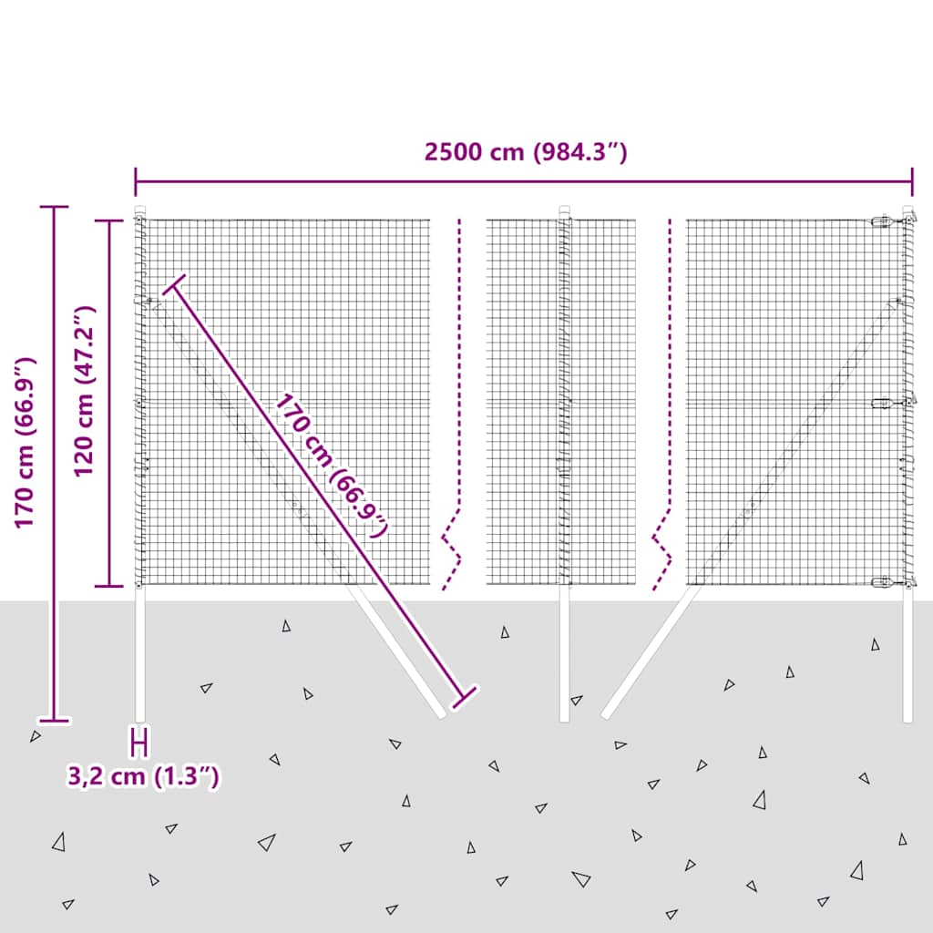 Temeljna zavarena žičana ograda 25 x 1,2 m Srebrna Mreža