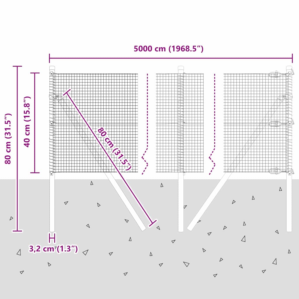 Temeljna zavarena žičana ograda 50 x 0,4 m Srebrna Mreža