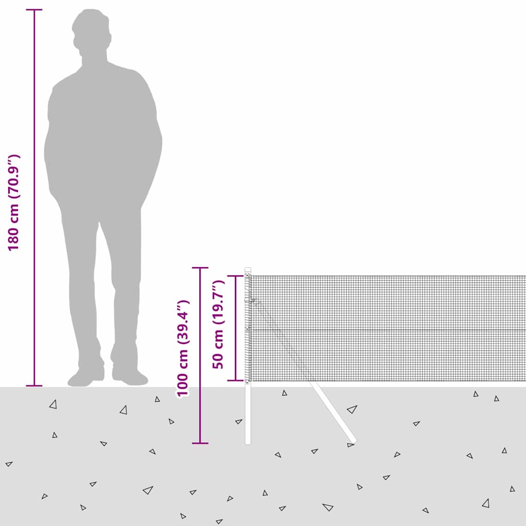 Temeljna zavarena žičana ograda 50 x 0,5 m Srebrna Mreža