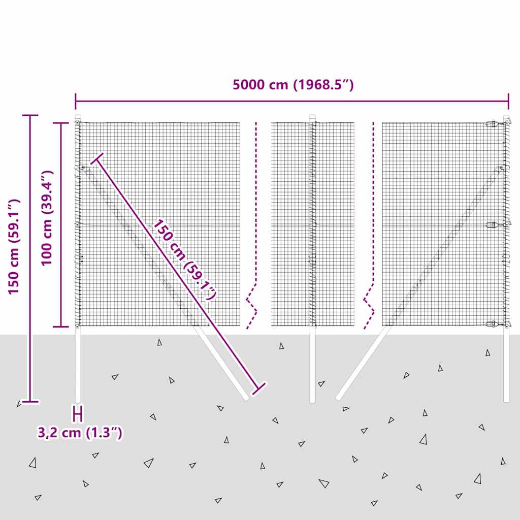 Temeljna zavarena žičana ograda 50 x 1 m Vruće pocinčani čelik