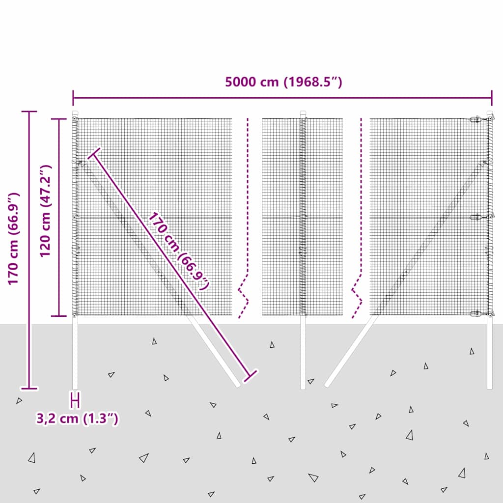 Temeljna zavarena žičana ograda 50 x 1,2 m Srebrna Mreža