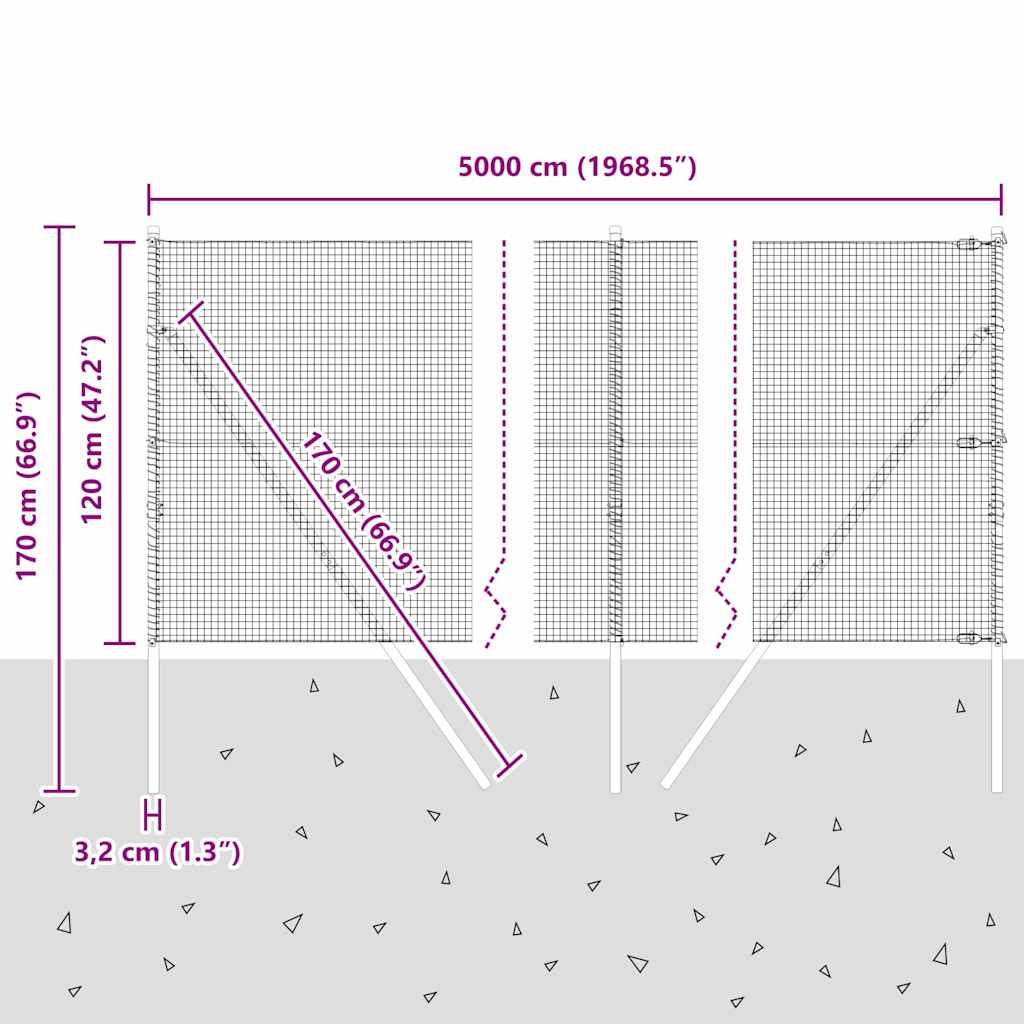 Temeljna zavarena žičana ograda 50 x 1,2 m (Š x V)