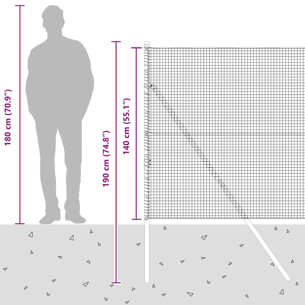 Temeljna zavarena žičana ograda 50 x 1,4 m Srebrna Mreža